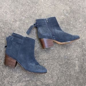 Sole Society Blue Suede Ankle Tie Booties 7.5
